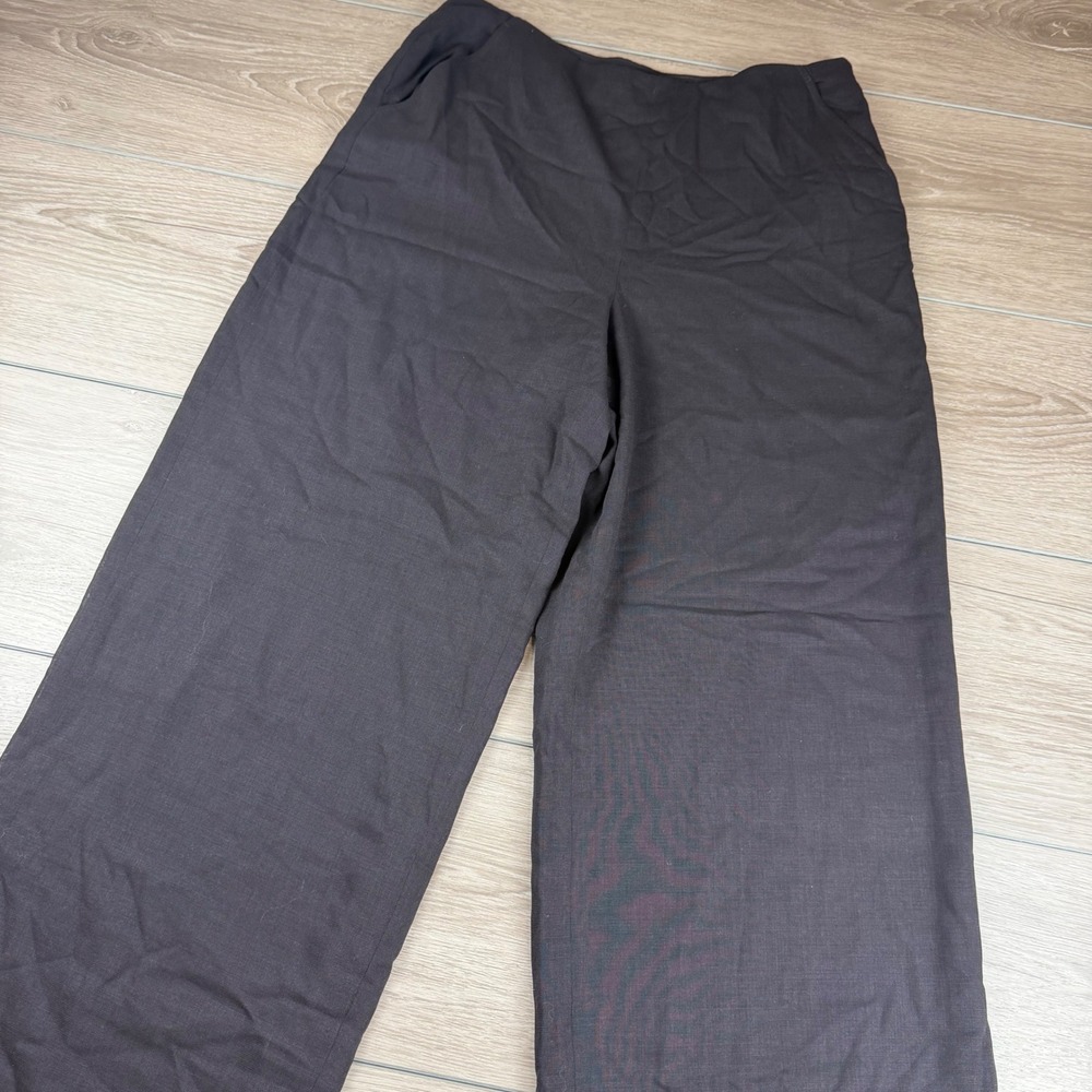 Anne Klein Women Pants Wide Leg 100% Wool Silk Lined Dark Brown 12